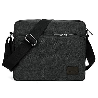 LOSMILE Unisexe Vintage Canvas Messenger Sacs Sac Bandoulière,Toile Vintage Sac Ordinateur Sac d'école Besace Voyage Classique Rétro Militaire Messager Sac pour Hommes Satchel Sac pour le Travail, Ecole, Usage Quotidien - 30cm (L) x 10cm (W) x 26cm (H)…
