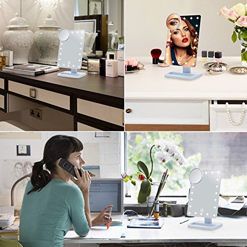 Qivange beleuchter Make-up-Spiegel Kosmetikspiegel mit 20 LED Licht für Rasier Tisch Badzimmer Spiegel (Weiß) - 2