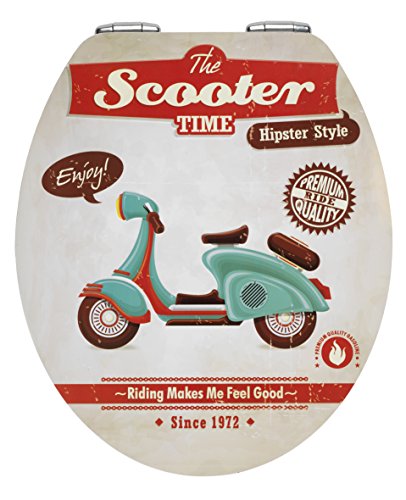 Wenko 21598100 WC-Sitz Vintage Scooter - Metal Plate Oberfläche, Absenkautomatik, Metall, mehrfarbig