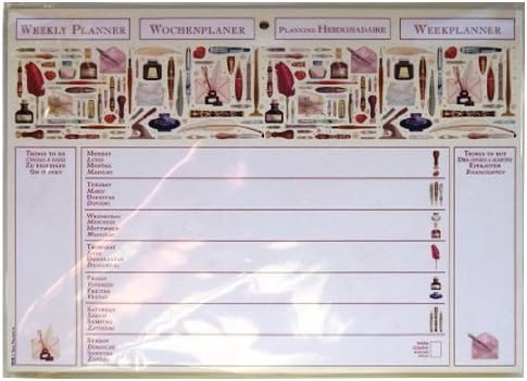 A4 Weekly Planner Undated - Pens & Quills Design - Pad with 60 Sheets - Size 297mm X 210mm