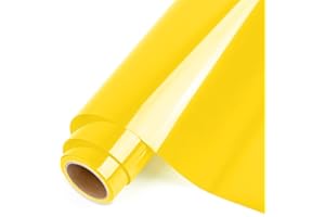 IModeur 12 Ft Rouleau Vinyle Thermocollant Jaune - 30,5 x 366 cm flex thermocollant Jaune pour Cricut Maker, Silhouette Cameo, vêtements, bonnets, pantalons, autres tissus