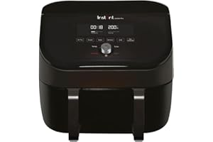 Instant Pot Versazone Dual Black Hot Air Fryer 8,5-litrowy, rodzinny rozmiar - Pojedynczy podwójny kosz z przegrodą - 8 w 1 - Odwadnianie, grillowanie, pieczenie, odgrzewanie, nieprzywierająca powłoka