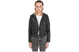 NOISY MAY Chaqueta de Cuero sintético para Mujer Chaqueta de Motociclista Chaqueta de transición Manga Larga Shacket Recubierto de PU NMREBEL