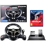 PS4 Lenkrad und Pedale + Driveclub Orig. Licensed PlayStation 4 - FlashFire - 2 Achsen, 12 Buttons, Vibrationsfunktion, Manuelle Schaltung