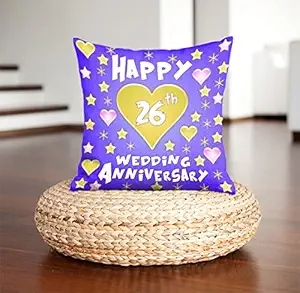 DreamVio Happy 26th Anniversary Pillow,Cushion for Gifting on Birthday's & Wedding to Couple,Husband, Wife, Friends Color : Purple (12 x 12 inch)