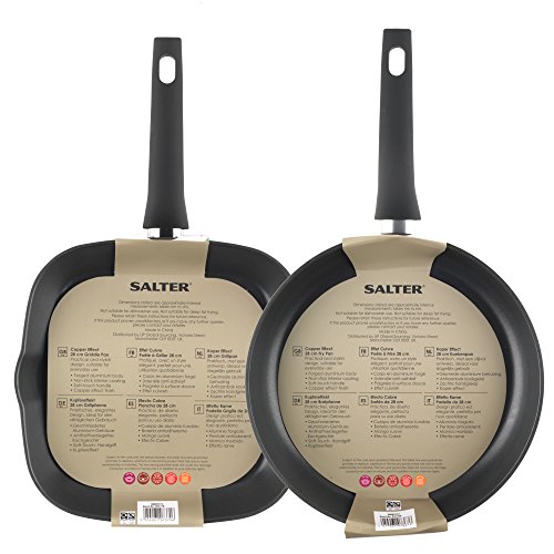 Salter Copper Effect Frying Pan and Griddle Pan Set, 28/28cm