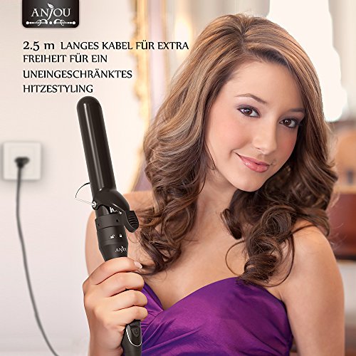 Lockenstab, Anjou 5 in 1 Multifunktion Austauschbare Lockenwickler Kit (9mm – 32mm), schnell erhitzender Friseurlockenstab Schwarz (Perfekte Geschenkidee zum Muttertag) - 2