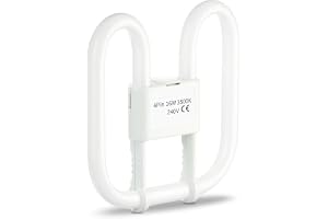 Quebec 16W 2D Square 4-Pin GR8 Cap Compact Fluorescent Lamp, Warm White 3500K, Non-Dimmable CFL Light Bulb, Energy Class A, A