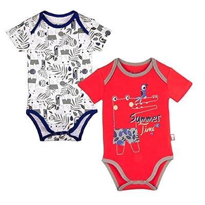 Petit Béguin Lot de 2 bodies manches courtes bébé garçon Croco Time - Taille - 9 mois (74 cm)