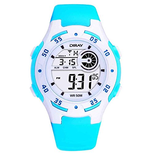 Diray 50M Wasserdichte Kinder Sportuhr LED Digital Wecker Kalender Chronograph Multi-Funktions Outdoor-Sport-Uhr Armbanduhr für Jungen Mädchen