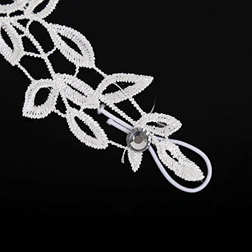 Musuntas Weisse Blumen Brauthandschuhe Fingerlose Satin Perlen Hochzeit Prom-two style - 4