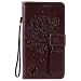 Produktbild Leder Hülle für Huawei Honor 4X,Brieftasche Hülle für Huawei Honor 4X,Honor 4X Hülle Flip Case Wallet,Fanryn Retro Elegant Butterfly Schmetterling Baum Katze Muster Prägung PU Leder Ledercase Schutzhülle Handy Lanyard Strap Flip Tasche Wallet Case Cover Schutzhülle Etui Tasche Handytasche Hülle Standfunktion mit Kartenfächer Silikon Rückseite Cover für Huawei Honor 4X - Braun