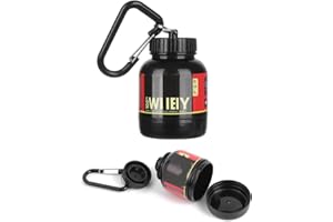 Omana Protein Powder Storage Container to go, Portable Supplement Container with Funnel & Keychain for Travel Gym Workout Fitness, BPA Free (Black, 100 ml)