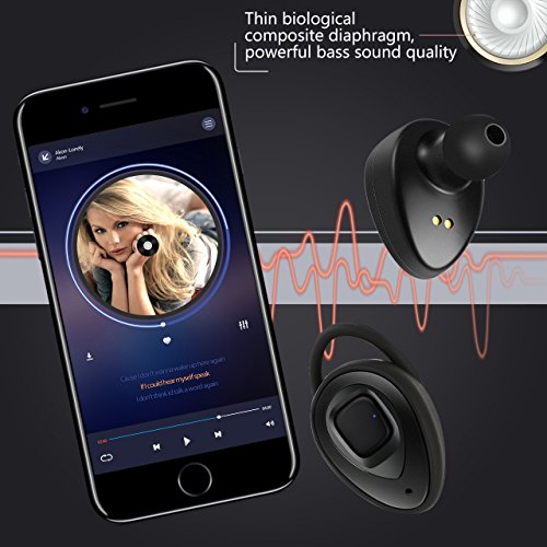 Bluetooth KopfhÃ¶rer mit dopple Stereo. V4.1Kabellose OhrhÃ¶rer fÃ¼r iPhone iPad Samsung HÃ¼lle Huawei und die meisten Andorid Smartphones von Wifun (Metallisch)
