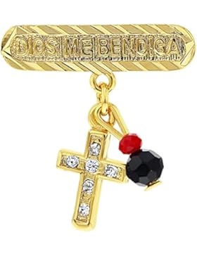 In Season Jewelry Mädchen - Pin Brosche Kreuz Simulierter Azabache Böser Augen Schutz Charm 14k Vergoldet