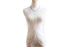 Amorar Ladies Sexy Body Chain Oro Corpo Catena Catena Gioielli Reggiseno Catena Bikini Partito Catena Multistrato Lungo Petto Catena Beach Body Belly Gioielli