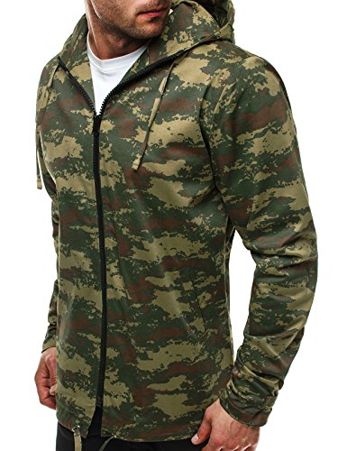 OZONEE Herren bergangsjacke Jacke Windjacke Sweats Militrstil Sweatjacke Camouflage Camo Militrjacke Armee Parkajacke OZN-466 HELLGRN M