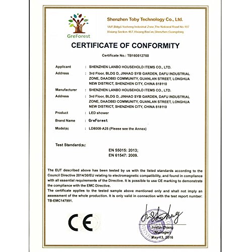 GreForest 3 Farben ändern leuchten LED-Duschkopf für Badezimmer - 6