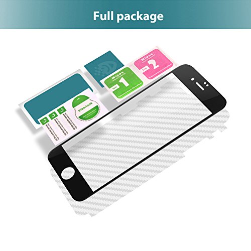 iPhone 7/iPhone 8 Screen Protector, KlearlookÂ® [Case Friendly Design] Edge-to-Edge Crystal Clear Tempered Glass Screen Protector for Front + [Update for Back]Full Coverage Carbon Fibre Sticker Back Protector for Apple iPhone 7/iPhone 8 [Black Frame]