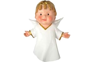 Acan Tradineur - Figura de Ángel para Belén - Estilo Naïf - Fabricado en Marmolina - Adorno Divertido para Nacimiento, Navidad, decoración Tradicional - 10 cm