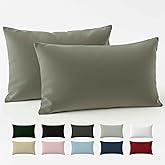 Funda de Almohada 40x80 Algodón Reforzado (Pack de 2) - Gris Claro - Tela Apretada de 57 Hilos/cm² - Funda Almohada 40 x 80 -