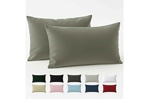 Funda de Almohada 40x70 Algodón Reforzado (Pack de 2) - Gris Claro - Tela Apretada de 57 Hilos/cm² - Funda Almohada 40 x 70 - Certificación Oeko Tex - Dreamzie
