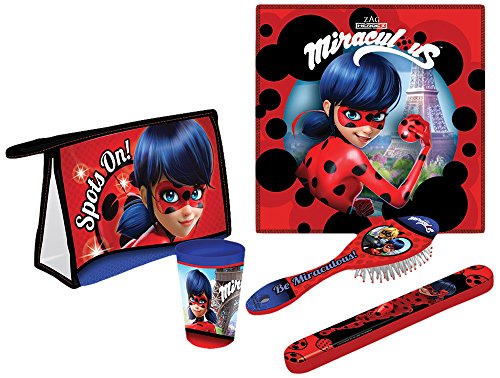 Preisvergleich Produktbild Miraculous Ladybug Kulturbeutel inkl. Becher Bürste Zahnbürstendose Waschlappen