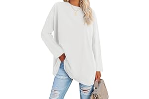 Ebifin Maglia Manica Lunga Donna Oversize T-Shirt Girocollo Maglietta Maglione Maglie Lunghe.