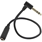 HTGuoji Rechtwinklige 6,35 Stecker auf Buchse, 1/4 Stereo TRS Kopfhörer-Verlängerungskabel für Gitarre, AMP, Synthese, Verstä