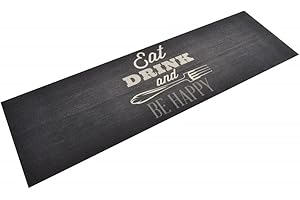 ‎VIDAXL vidaXL Küchenteppich, Küchenläufer rutschfest Waschbar, Teppich Läufer für Küche, Teppichläufer Maschinenwaschbar, Küche Schwarz 60x180cm Samt