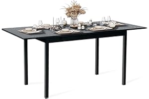 MEUBLE COSY Esstisch Ausziehbar Küchentisch für 4-6 Personen Vintage Industrial Esszimmertisch Metallgestell für Esszimmer, Küche, 120-160x80x75cm, Schwarz