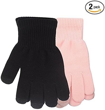 2 Pack Texting Gloves for Smartphones and Touchscreens Outdoor Men's/Women's Winter Gloves (Black+Pink)