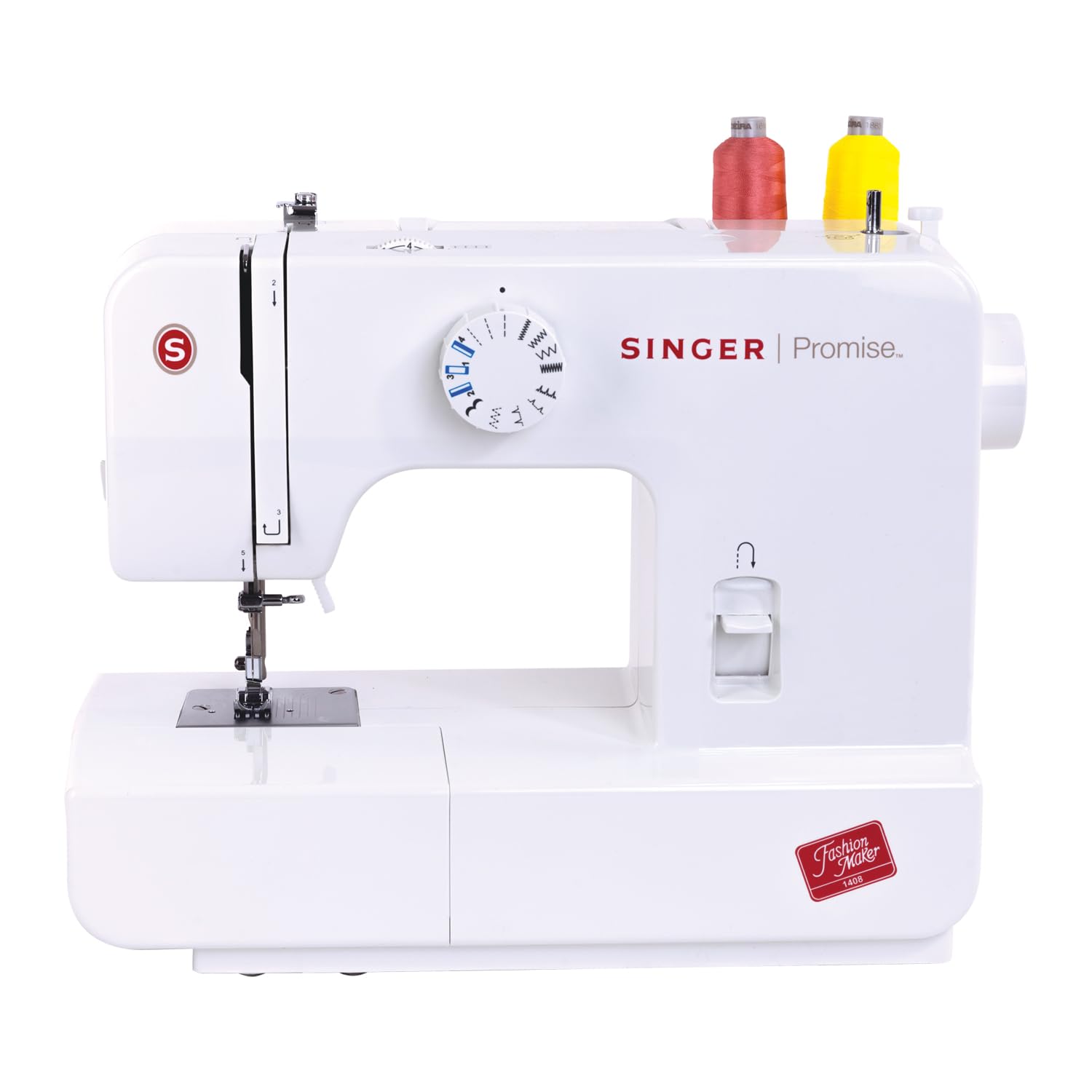 Singer Promise 1408 Zig-Zag Sewing Machine, 8 Built-in Stitches, 24 Stitches Functions with 70W Powerful motor & Feed dog wit
