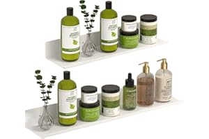 Biutimarden Shower Caddy 2 Pack Self Adhesive with Drainage Hole Stainless Steel Bathroom Shelf Rustproof No Drilling Bathroom Storage Wall Mounted Shower Shelves(30CM & 40CM,White)