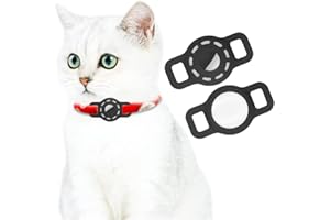 ZTVOWTO Custodia in silicone AirTag per collare per animali domestici, custodia portatile regolabile per cercatore GPS AirTag per collare di cane gatto 2 PCS (Nero)