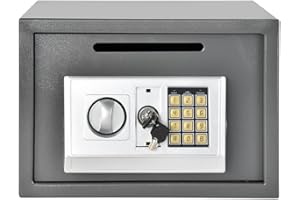 HONI Electronic Safe, Digital Security Safebox for Home Office Hotel, 16L Cabinet Safe with Coin Slot, Wall And Floor Fixings, Fireproof and Waterproof Documents Safe, 25 x 35 x 25 cm, Gray