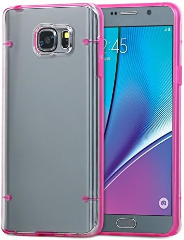 DeviceFun TM - Clear PC and TPU Gel Silicone Bumper Case Cover For Samsung Galaxy Note 5 + Screen Protector(Hot Pink )