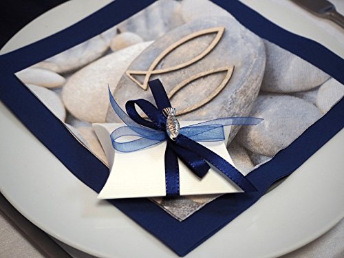 SET: 40+50 Servietten Fisch Steine Blau Kommunion Konfirmation Tischdeko Deko - 6