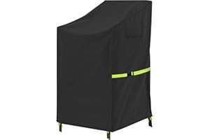 OUTTDID Garden Stacking Chair Cover Waterproof Heavy Duty 600D Oxford Fabric High Back Patio Outdoor Stackable Chairs Protection with Air Vent Windproof Anti-UV (71x91x80/120cm)