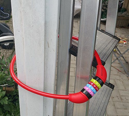 Land-Haus-Shop® Stahlseil Zahlenschloss 65 cm, Fahrradschloss PVC ummantelt Fahrradzahlenschloss, Kinder Fahrrad Zahlen Schloss rot - 6
