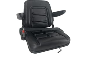 NICCOO Universal Excavator Seat Tractor Seat Adjustable Back & Retractable Seat Belt, Forklift Seat PVC Leather Seat Waterproof, Heavy Mechanical Seat, 140° Back Seat Angle Adjustable, Black