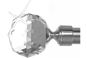 BASIT Endkappe für Gardinenstangen Ø 20mm Rohr I Endstück in Edelstahl Optik I 1 Stück Kappe I Kristall Kugel E87