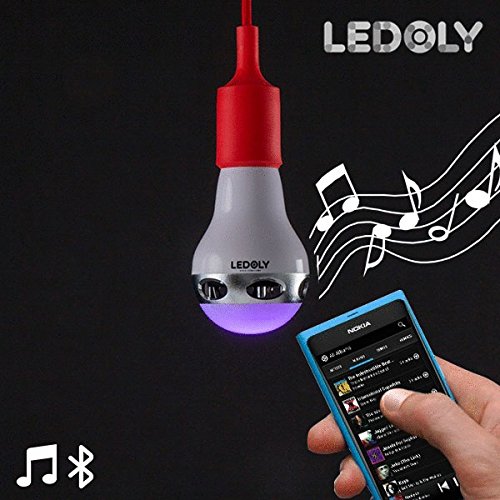 Bitblin Ledoly C2000 Bombilla LED Bluetooth con Altavoz, Compatible con iOS y Android E27, 4 W, Blanco, 15 x 9 cm