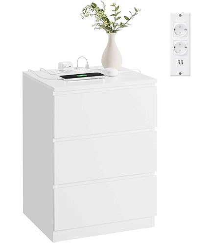 Comodino SoBuy Con 2 Cassetti Bianco 40x40x48 Cm – Moderno, Salvaspazio, Per Camera E Soggiorno
