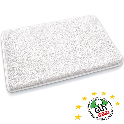 Badematte aus weichem & kuscheligem Hochflor | Öko-Tex zertifiziert | weiß | 60x100cm