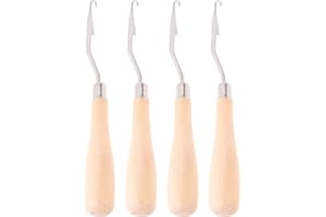 Supvox 4pcs Knüpfnadel Set Häkelnadel-Set Stricknadeln mit Holz Griff für Knüpfkissen Küpfteppiche zur Teppichherstellung und für Bastelprojekte