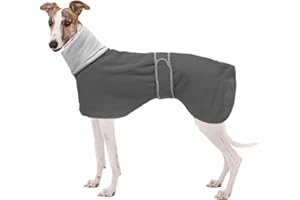 Geyecete - Abrigo con Forro Polar para Perro, con Bandas Ajustables, para Invierno Clima frío,Jersey con Agujero del arnés, para medianos y Grandes Perros Galgo-Gris-XL