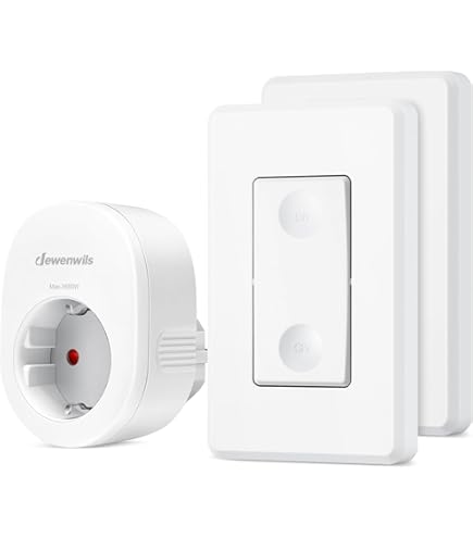 DEWENWILS Prese radio con telecomando, prese, plug in on/off, interruttore radio da parete, set preprogrammato per decorazioni festive, portata 30 m, 2300 W, bianco