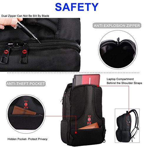 Norsens Notebook Laptop Rucksack 17 Zoll Gepolstert Wasserdichter Business Rucksack Damen Silber - 4