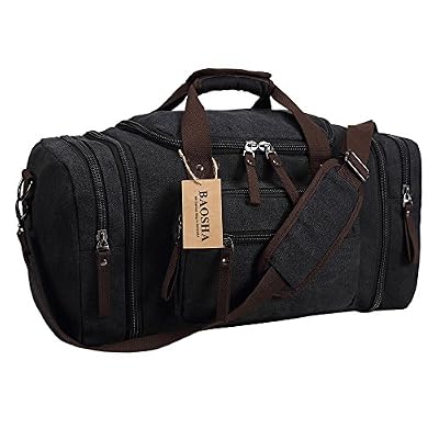 BAOSHA HB-21 élégant Sac de Voyage Week-end Sac de Sport en toile (Noir)